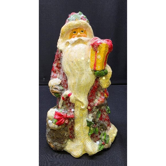 Old World Resin Sparkles Santa Figurine 8"  Tii Collections Christmas Decor - Picture 1 of 6